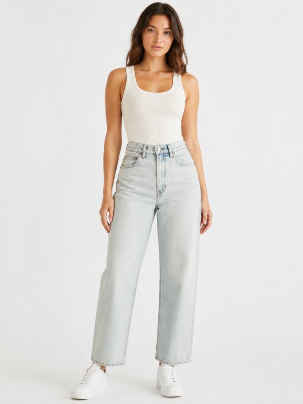 American Eagle Strigid Highest Waist Crossover Baggy Straight Jeans Sz 10 Short